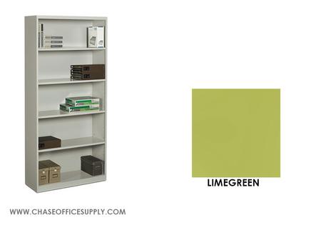 Shelf Metal Bookcase W30 X D13 H53, Lime Green Bookcase