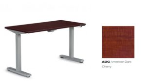HEIGHT ADJUSTABLE TABLE 60"W X 24"D X 27.5"-45.25"H - COLOR AMERICAN DARK CHERRY WITH A SILVER BASE