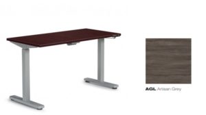 HEIGHT ADJUSTABLE TABLE 48"W X 30"D X 27.5"-45.25"H - COLOR ARTISAN GREY WITH A SILVER BASE